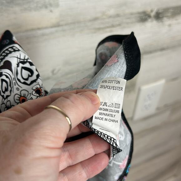 Oten Fit Flare Dress Women’s XL Black Sugar Skull Day Of Dead Pin Up Hot Topic - Picture 7 of 7